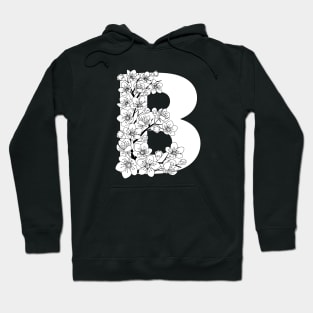 Monochrome capital letter B patterned with sakura twig Hoodie